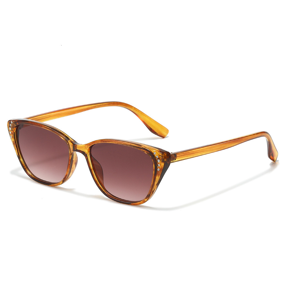 2026 New Small Frame Sunglasses, Retro Cat Eye With Rhinestones, Fashionable Versatile, European And American Style, Ultra-Light Sunglasses For - view 5