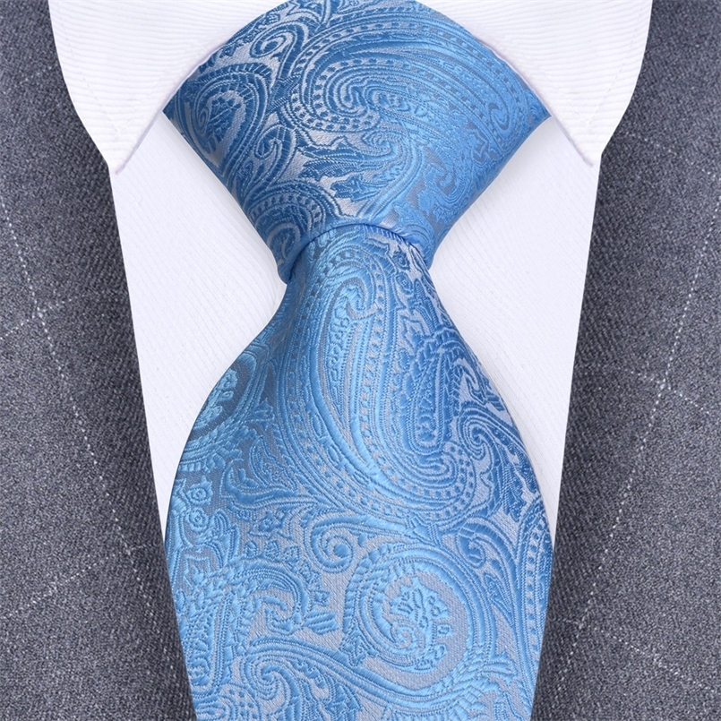 RBOCOTT Classic Silk Paisley Tie 8cm Pattern Necktie Mens Red Blue Black Office Wedding Party Gift Tie Accessories 260617