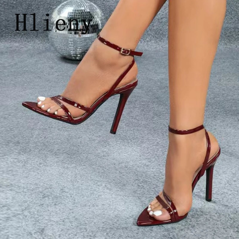Hlieny 2026 Womens Sandals Ankle Buckle Strap Summer Fashion Party Pointed Toe Thin High Heels Ladies Banquet Shoes 260626 - view 3
