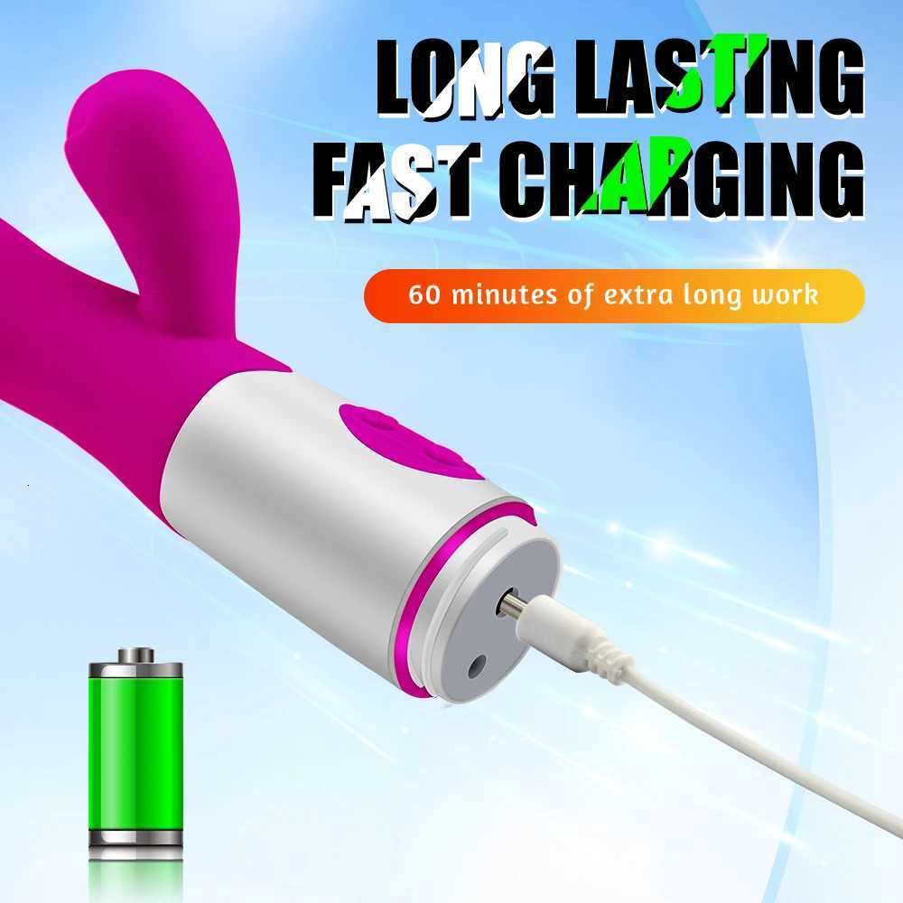 Rabbit Strong G Spot Dildo Vibrator Soft Silicone Pussy Massager Rechargeable Vagina Clitoris Stimulator Adult Sex Toy for Woman M260626 - view 7