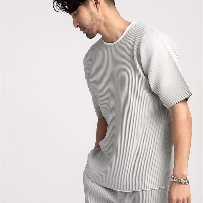 Miyake Shirt Thin Breathable Short Sleeve T Shirt Summer Solid Sports Top Miyake Pleated Men 260625 - view 6