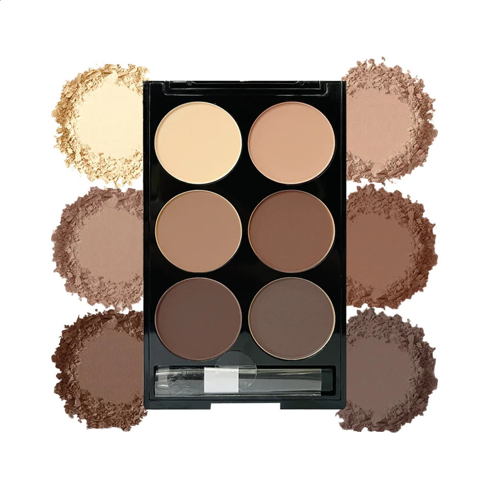 6 Colors Highlight Con Powder Palette Face Shadow Con Powder Makeup Palette With Brush Face Bronzer Color Correcti 260626 - view 4
