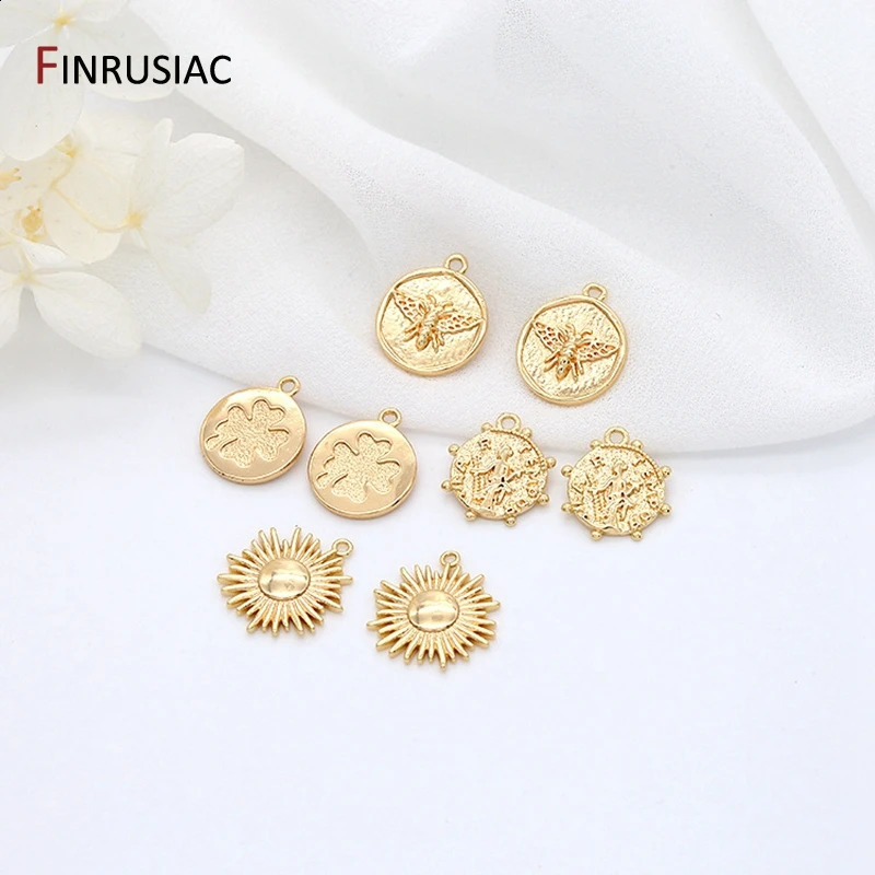 Jewellery Making Pendants Accessories Wholesale 4 Types Gold Plated Round Coin n Pendants For DIY Necklace 260623