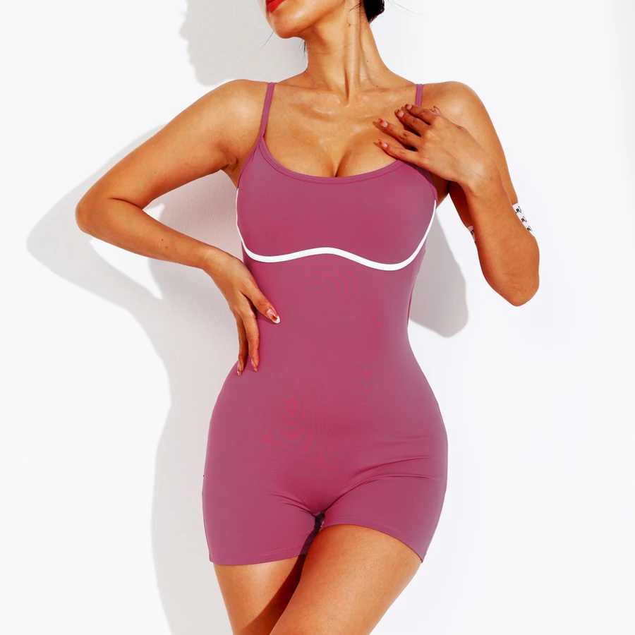 Pieces Trendy Summer Women One Bodysuit Sportswear Woman Gym Jumpsuits Yoga Clothes Fitness Rompers Women Sports Leggings Shorts M260626 - view 3
