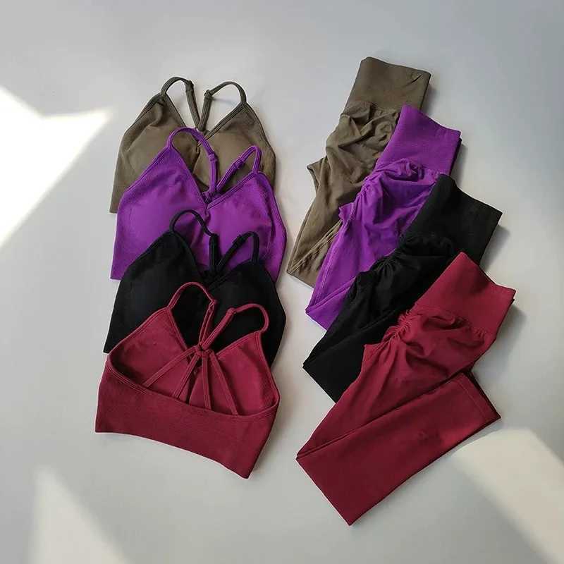 Beauty Seamless Yoga Suit Womens Sports Bra Lingerie Peach Buttocks Fitness High Waist Legigngs Gym Yoga Suit Pilates Set M260626 - view 6