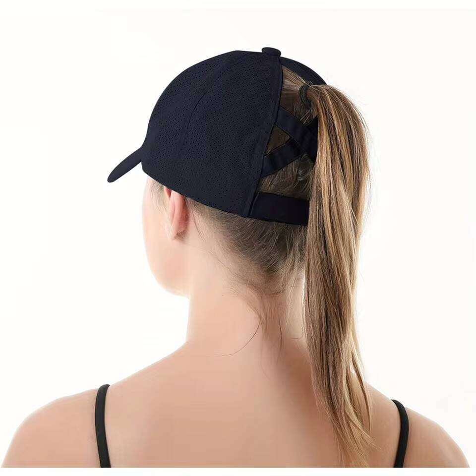 Women's Cross Ponytail Baseball Cap Suitable for Men Women Adjustable Design Breathable and Quick-drying Mesh Visor Hat W260626 - view 3