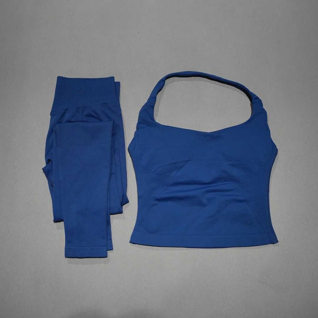 Set 2-Piece Active DFDK Womens Backless Yoga Top High Waist Seamless Pants Running Fitness Sports Suit M260626 - view 5