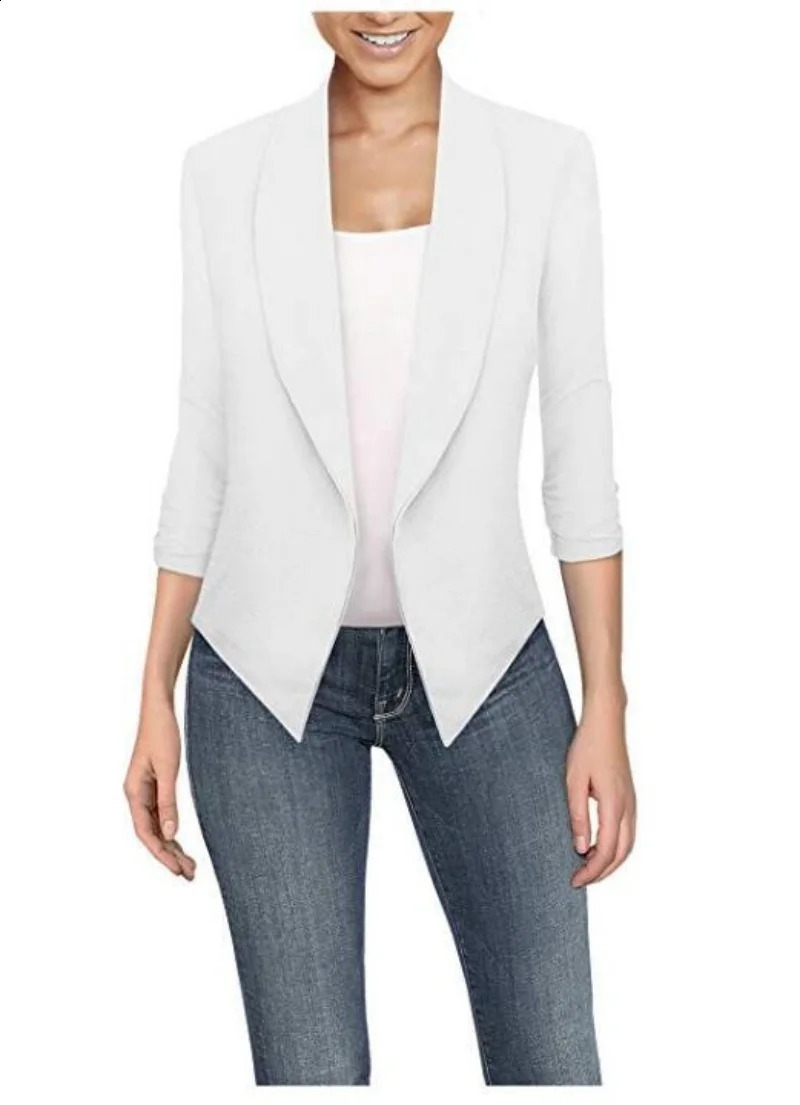 Big Size Slim Women Blazers Fashion Spring Jacket Female Work Office Solid Pocket Notched Blazer Feminino Coat 260626 - view 7