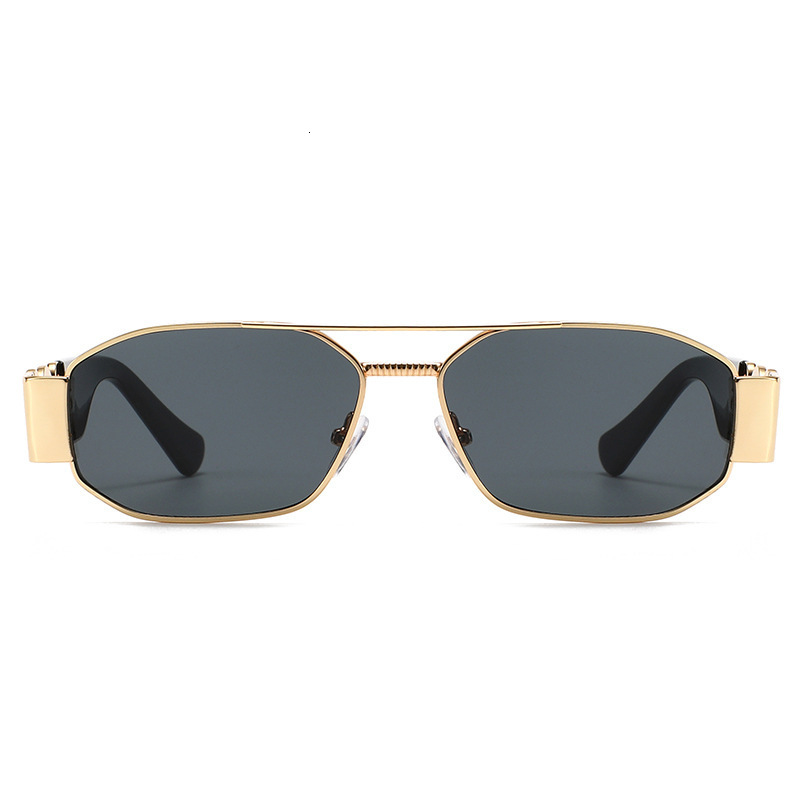 New Cross Border Small Square Frame Double Beam Sunglasses for Men High End with Decorative Head Shaped Temple Legs European and American Style Glasse - view 6