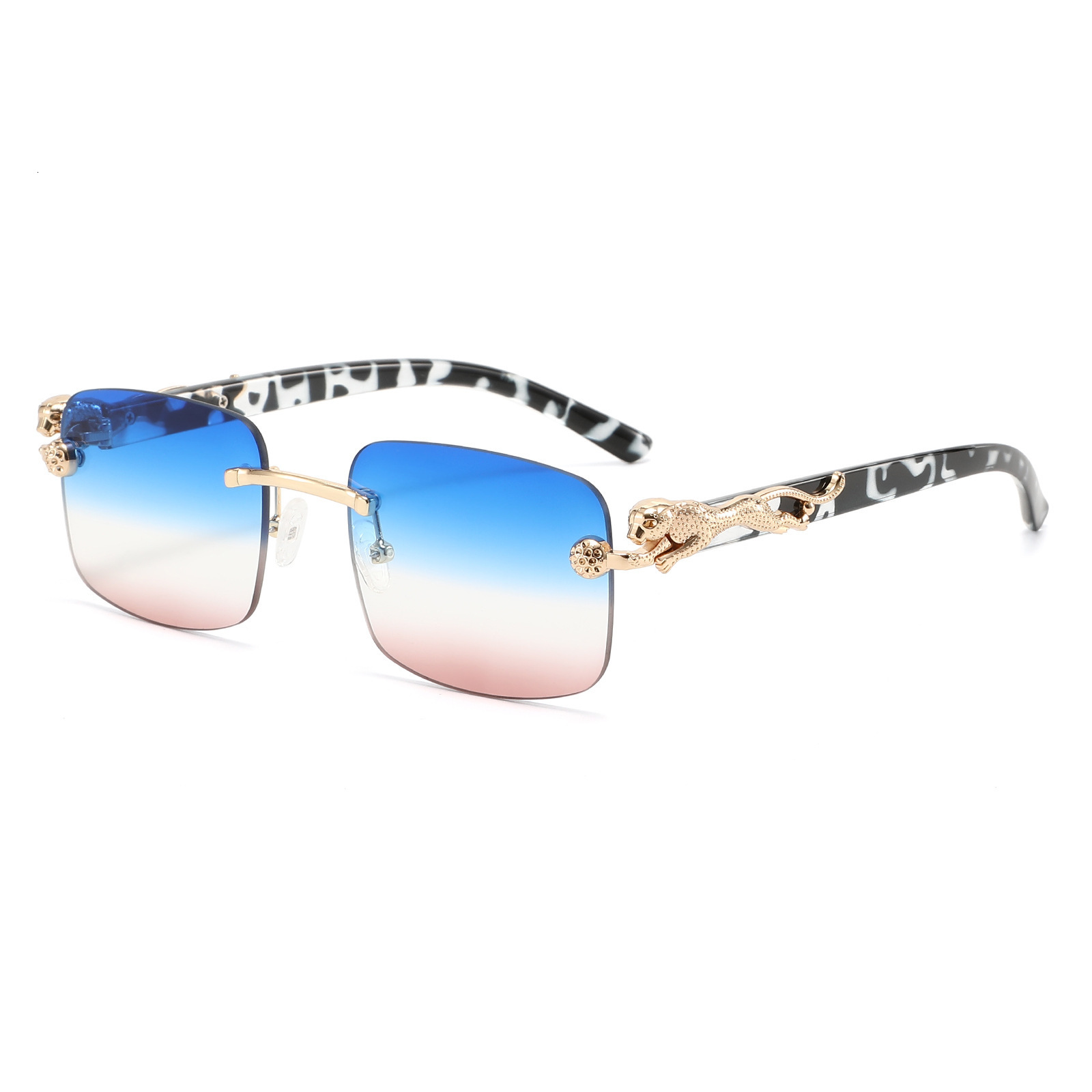 New Fashion Frameless Cut-Edge With Leopard Temples, European And American Men's High-End Retro Trendy Sunglasses - view 3