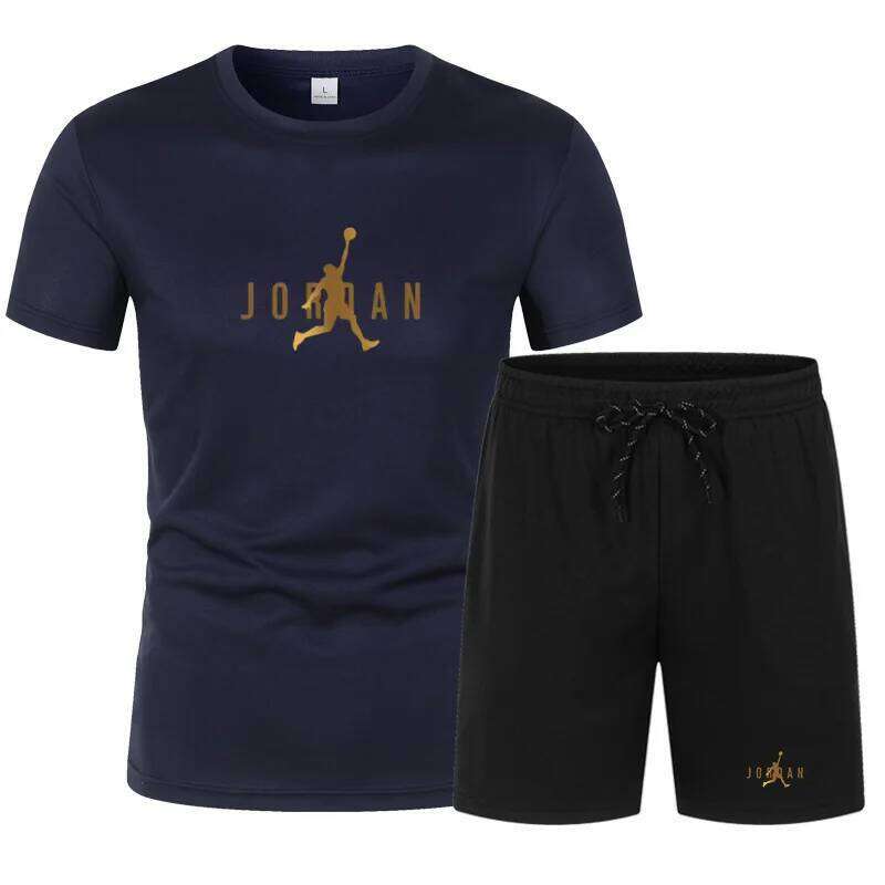 Summer casual fashion, men's quick drying summer sports set, breathable mesh short sleeved T-shirt shor 26Y0626 - view 5
