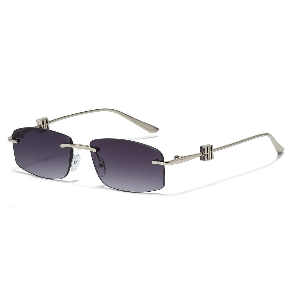 2026 New European And American Ins Celebrity Narrow Frame Square For Women, Fashionable Street Style Metal Sunglasses - view 5