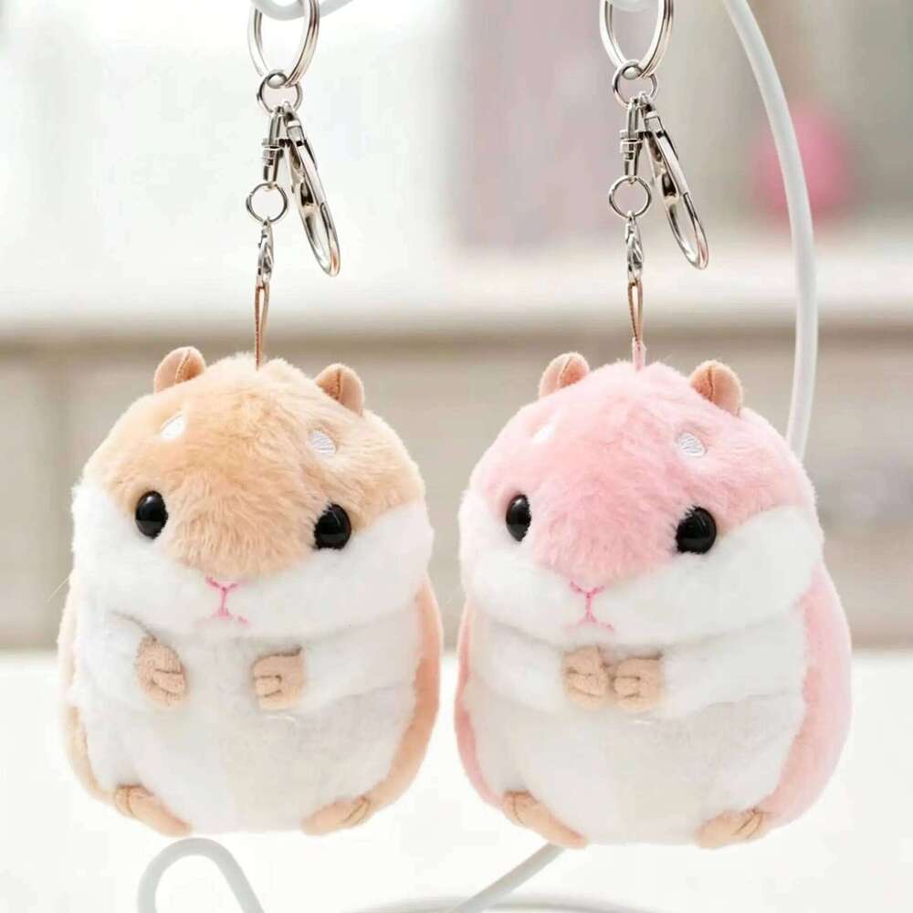 10cm Fluffy Hamster Doll Plush Toys Keychain Women Girl Faux Fur Pompom Key Ring Trinkets Handbag Backpack School Bag Pendant 26Y0626 - view 3
