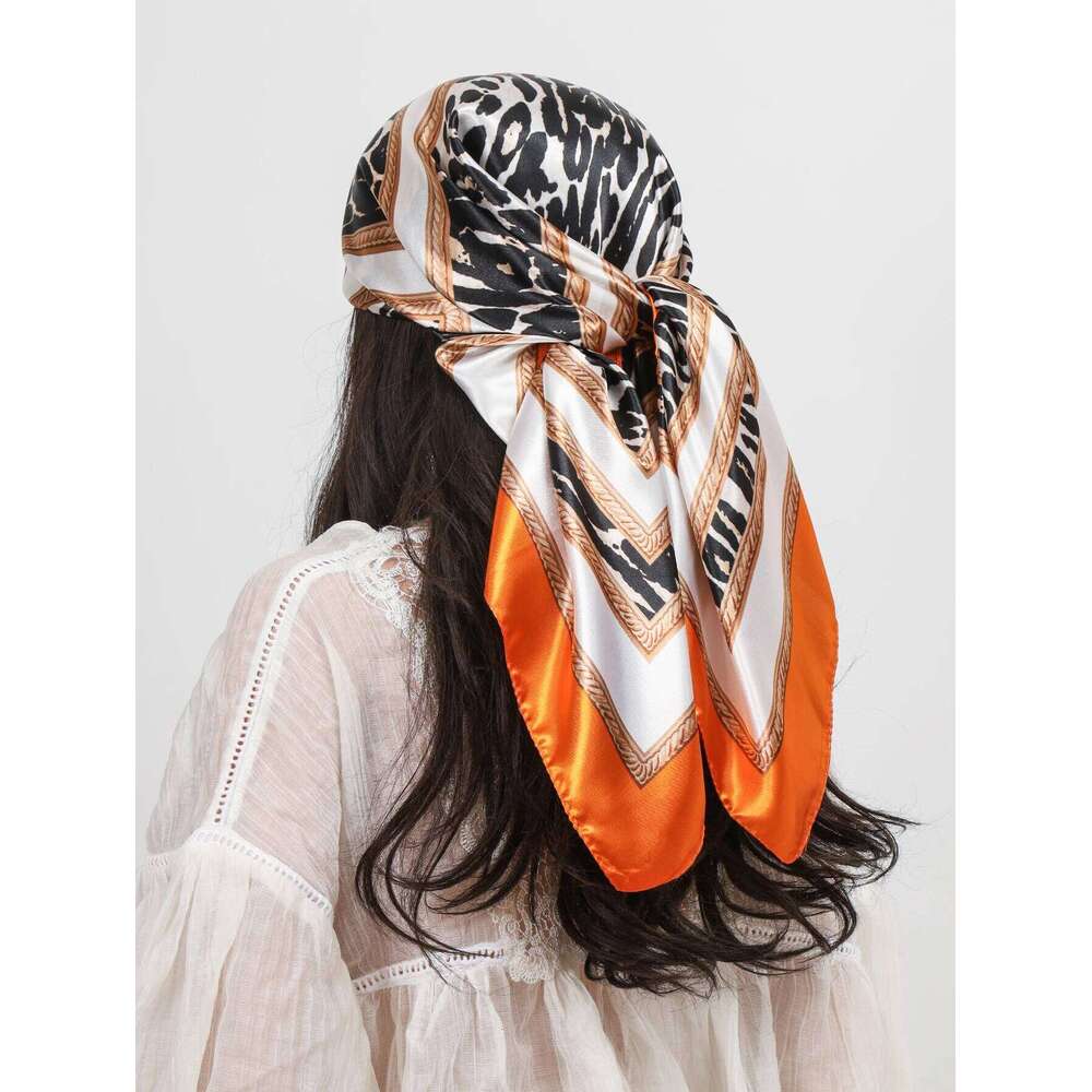1PCS Head Scarf Women Fashion Luxury Square 90*90cm Silk Foulard Satin Bandana Soft Neckerchief Hijab Hair Scarves For Ladies 26Y06226 - view 4