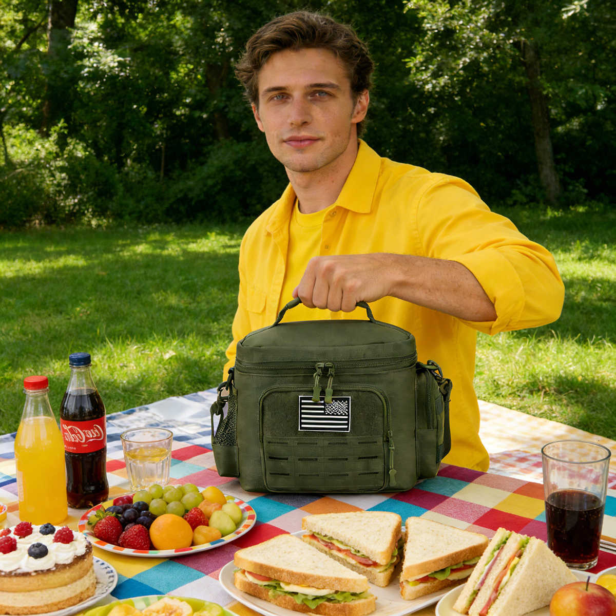 for Box Tactical Men Lunch Outdoor Heavy Duty Lunch Bag Work Leakproof Insulated Durable Thermal Cooler Bag Meal Camping Picnic M260626