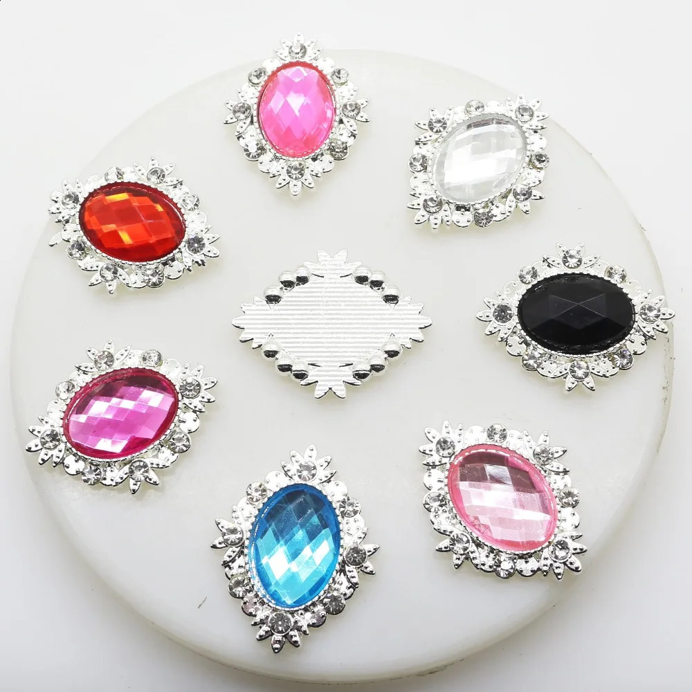 Sell 10Pcs 25X32MM Decorative Jewelry Accessories Diy Metal Rhinestone Craft Component Flatback Crystal Horse eye Mix Color 260623 - view 7