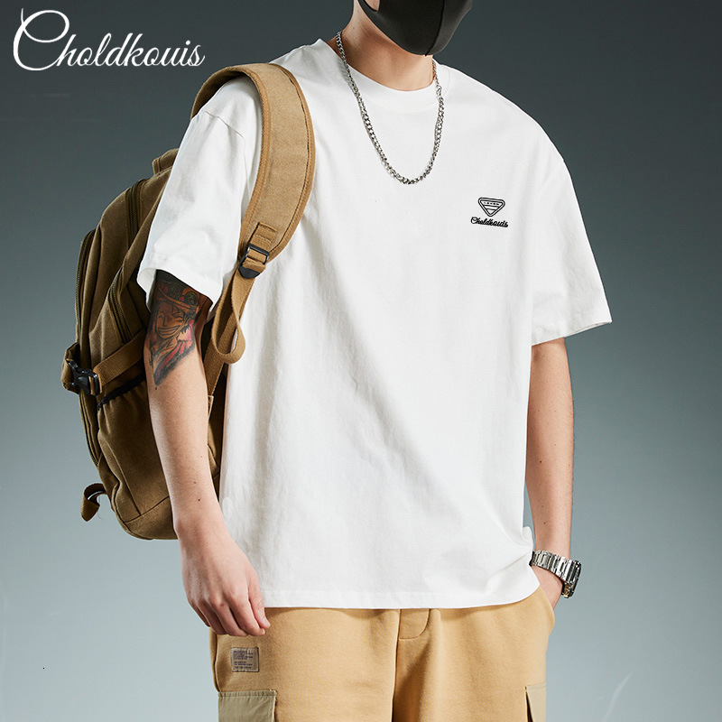 Short T-Shirt For Men New Summer Trend American Retro Heavyweight Fashion Seven-Quarter Sleeve Pure Cotton Clothing Men Round-Neck Pullover - view 1