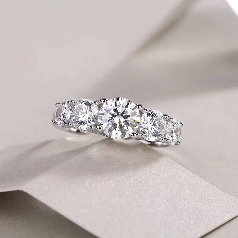 Classics Design Jewelry Engagement Silver Rings Round Brilliant Moissanite Ring Hypoallergenic Wedding Promise Ring - view 3