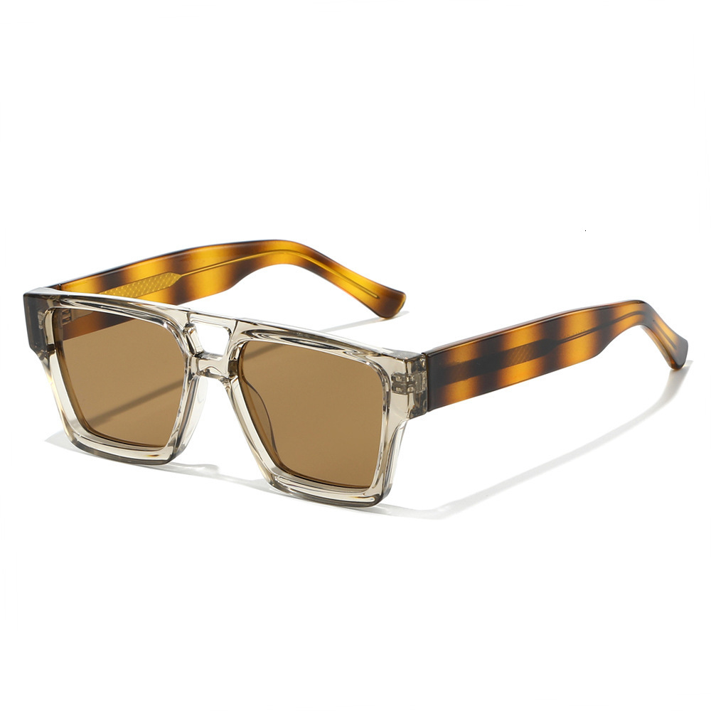 2026 European And American Exquisite Double Bridge Rectangular Acetate Clip-On CP Sunglasses, New Square Frame Fashion Sunglasses - view 5