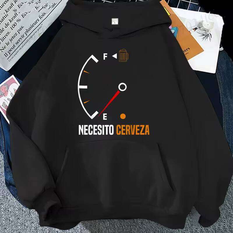 NECESITO CERVEZA Fashion Hooded Sweatshirt Pullover Hoodie Unisex Black White Hoodies for Men Beer Party Sportwear W260626 - view 5