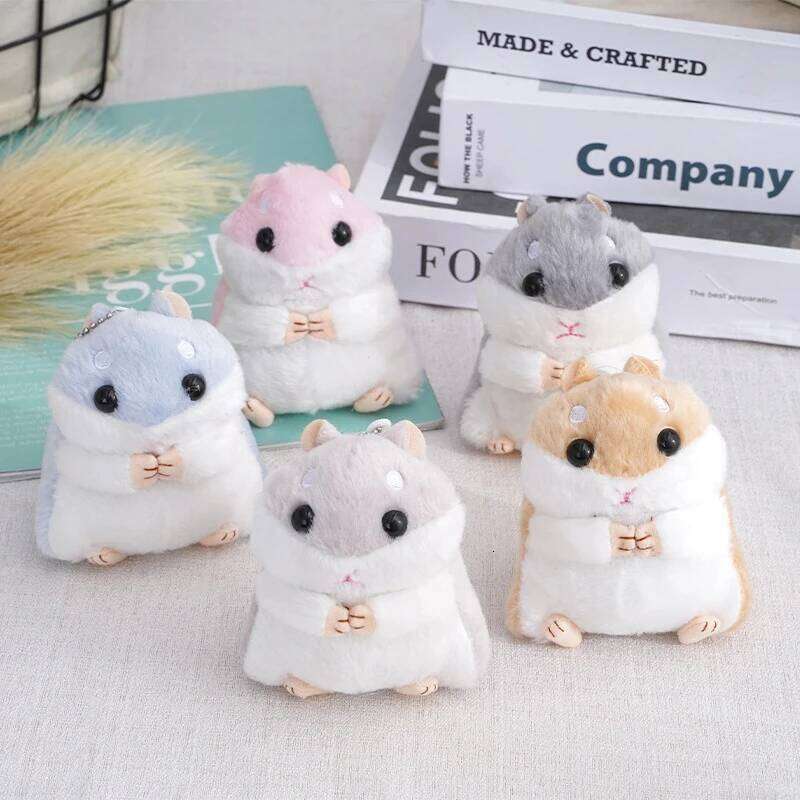 1PCS Stuffed 10cm Hamster Plush Doll Keyrings Animal Children Toys Key Chain Kawaii Dolls Kids Child Christmas Gifts Bag Pendant 26Y0626 - view 3
