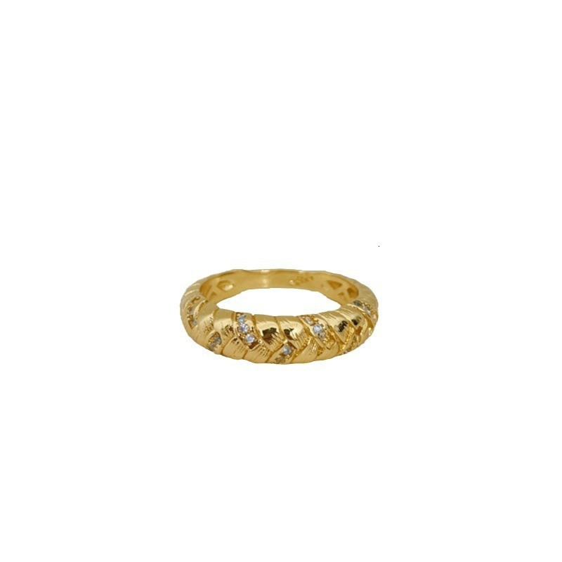 Ring Fashionable Light Luxury Gold Brushed Ring For Women Retro Three Dimensional Relief Hollow Index Finger Ring Ring Opening Jewlery Designer For Wo - view 6