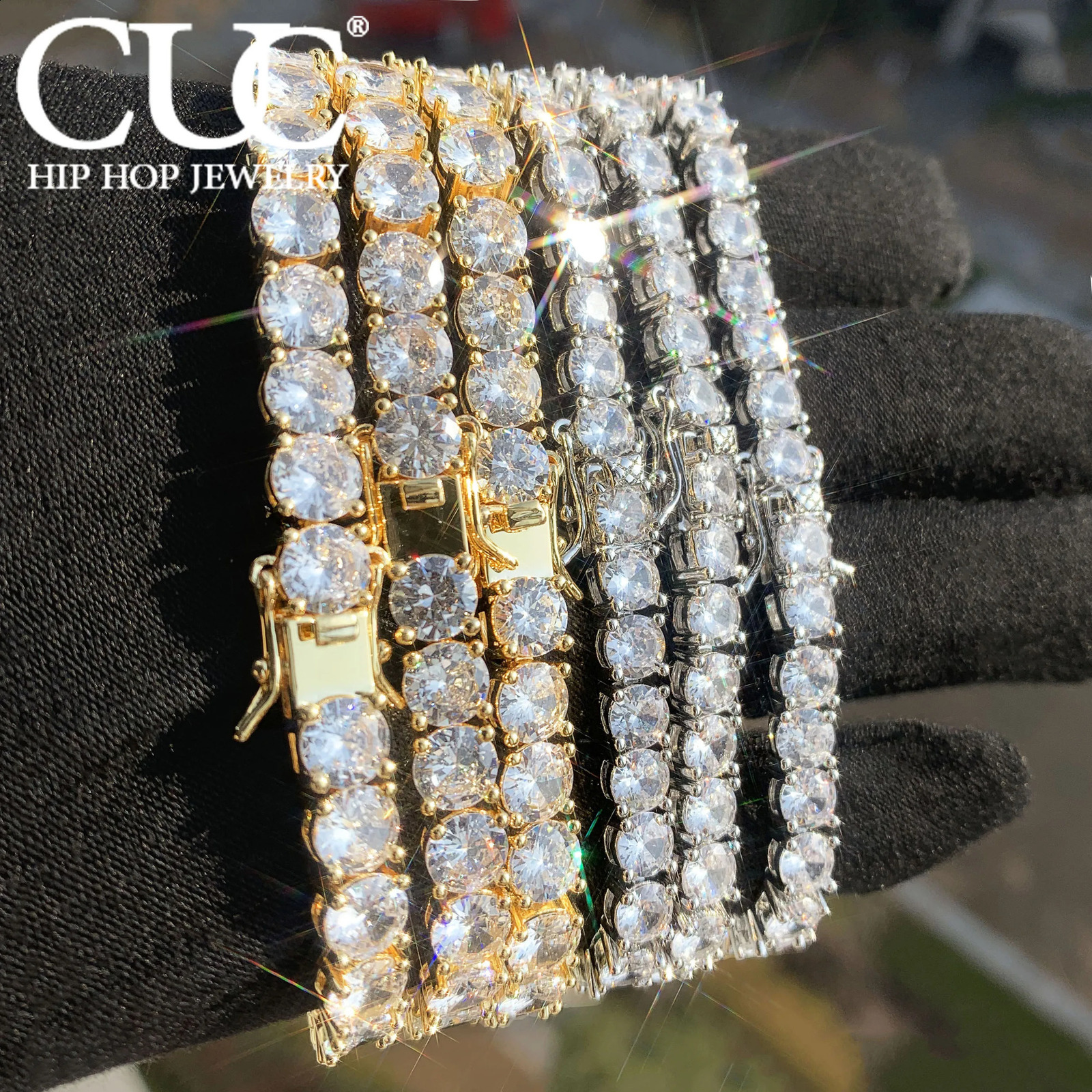 CUC Tennis Chain Bracelet For Women Men Gold Silver Color 1 Row Cubic Zirconia Link Fashion Hip Hop Jewelry 3mm 4mm 5mm 6mm 260626
