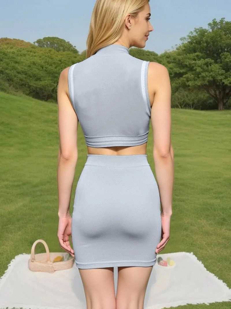 Sport Set 2PCS Women Yoga Crop Top Sports Short Skirt Vest Yoga Set Comfort Elastic Sportsuit Workout Outfit Fitness Gym Clothes M260626 - view 3