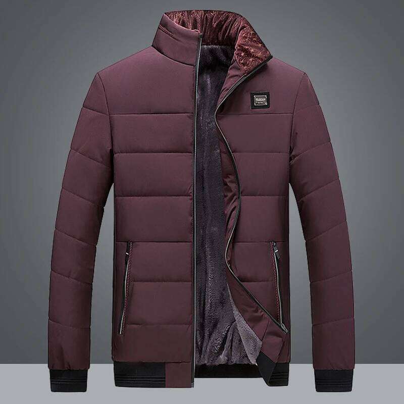 Puffer Mens Fleece Lined Parkas Stand Collar Men's Winter Warm Thick Coat Quilted Padded Jacket Outwear J260626 - view 3