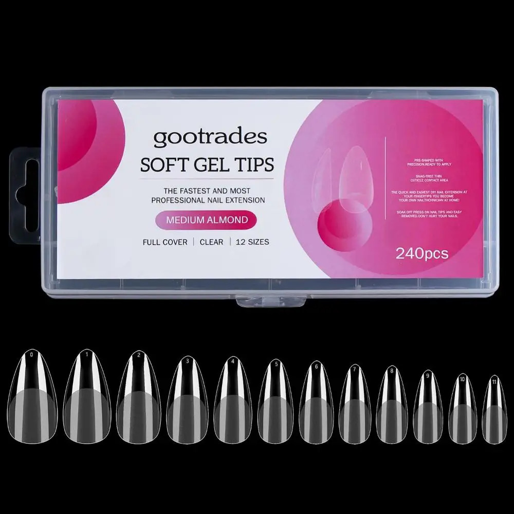 Clear Square/Almond/Stiletto/Coffin Shape Soft Gel Full Cover Nail Tips Gel Nail Tips Soft Gel Nail Extension 260626 - view 3
