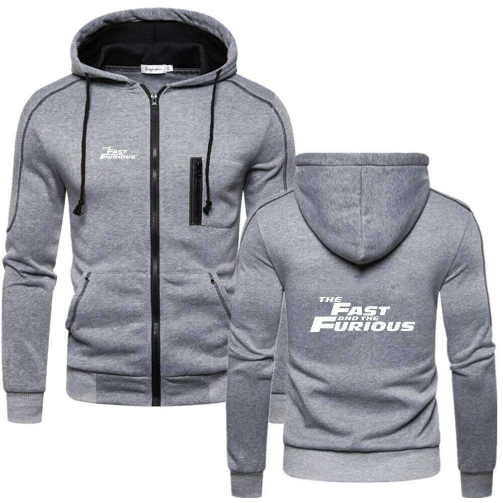 2025 Men's New Fashion Cotton Solid Color Zipper Hoodie Spring Autumn Fast and Furious Fitness Sweatshirts Fleece Jackets W260626 - view 4