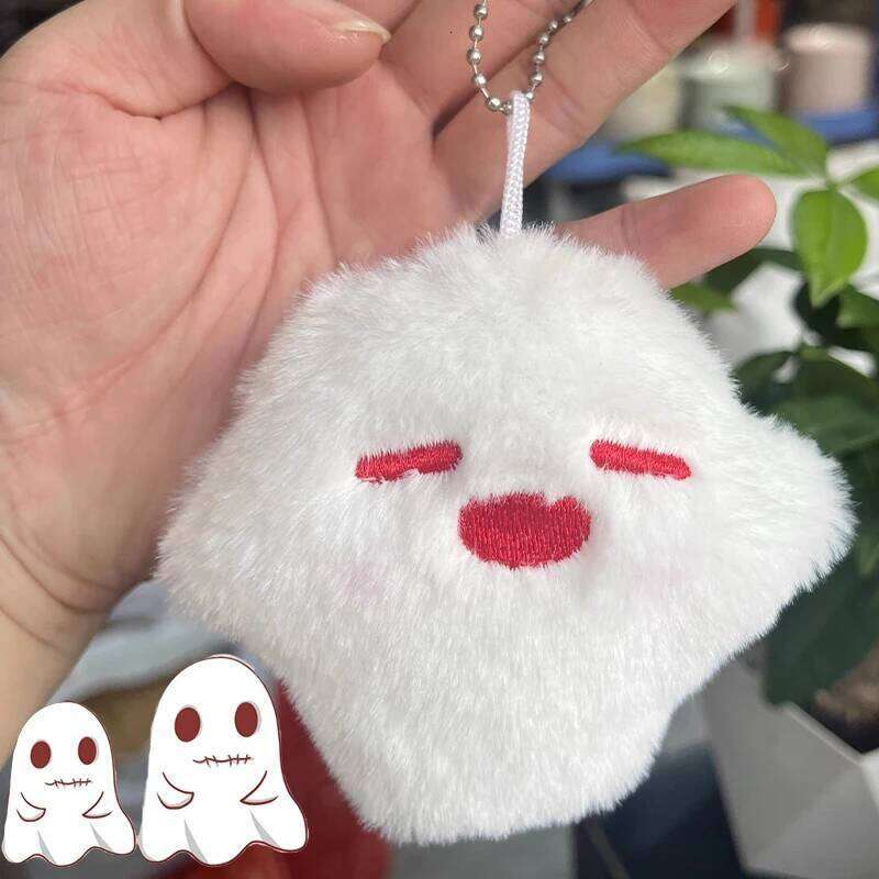 Kawaii Halloween Little Ghost Keychains Game Genshin Impact Hutao Cosplay Chain Unisex Plush Doll Pendant Key Rings 26Y0626