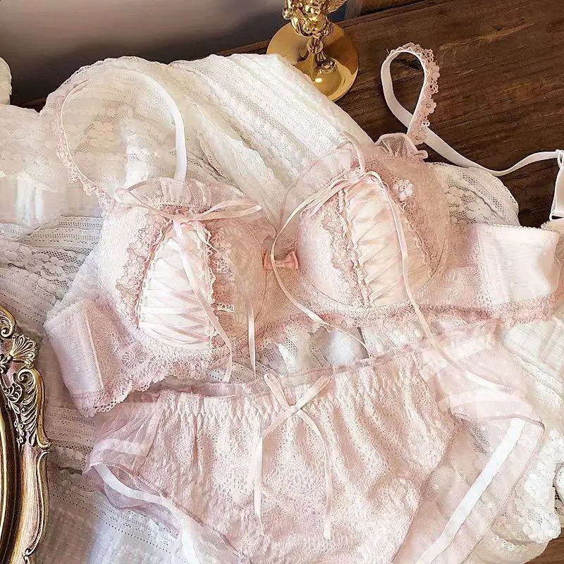 Princess Lolita Bra Set Pure Lust Lace Sexy Gathering AntiSagging Sweet Court Style Comfortable Underwired Girl 260626 - view 4
