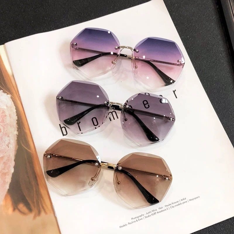 2026 Designer's New Personalized And Trendy Frameless Cut Edge Sunglasses For Women With A High-end Feel And A Small Face Korean Version Retro Su - view 5