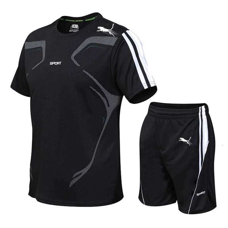 Summer Popular Mesh + Shorts Sports Print Casual Fashion Short-sleeved T-shirt Men's Jogging Suit M-4XL 26Y0626