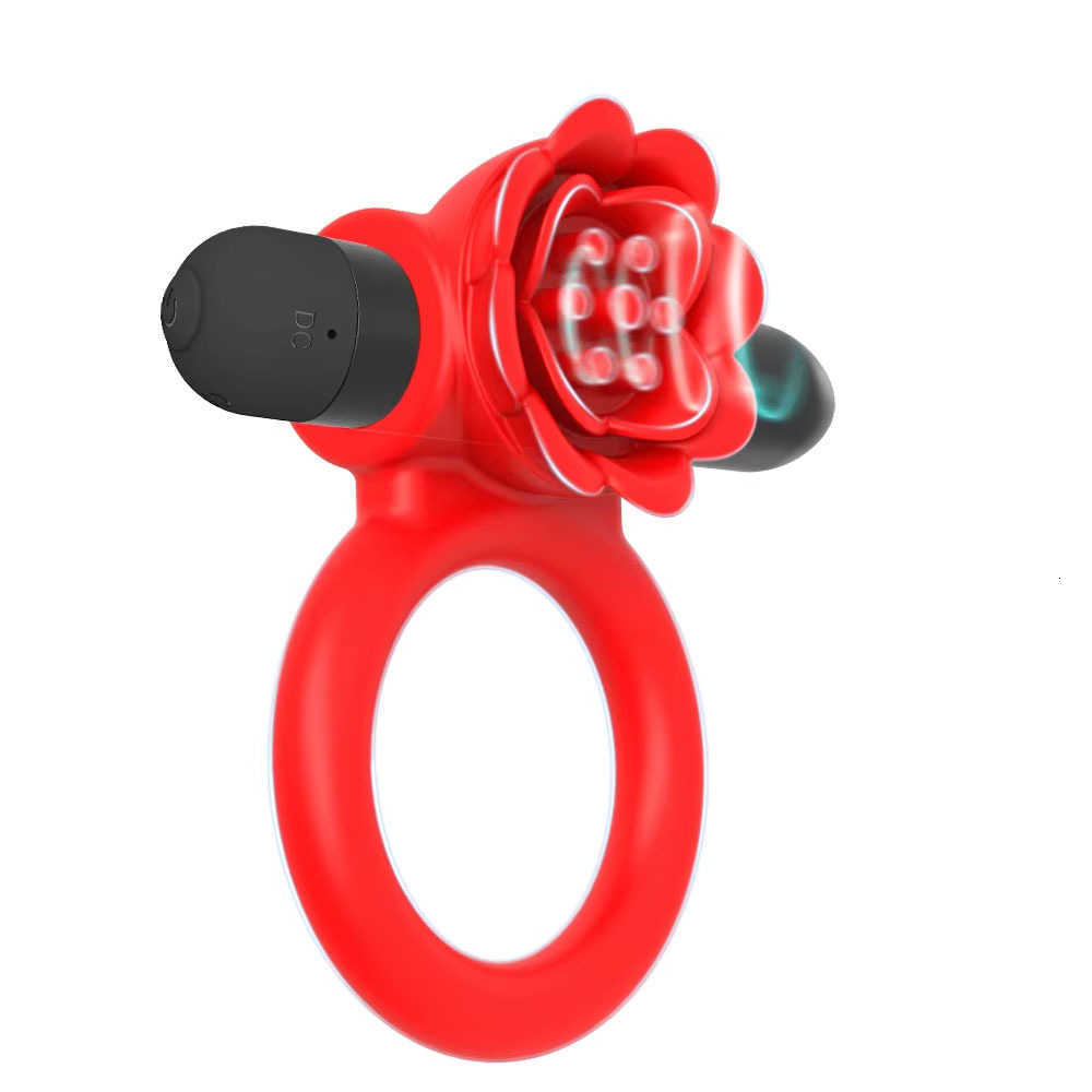 Sex Ring Rose Toy Penis for Man 10 Vibrations Pleasure Cock Rings Vibrator Clitoris Nipple G Spot Stimulator Adult Couples Goods M260626