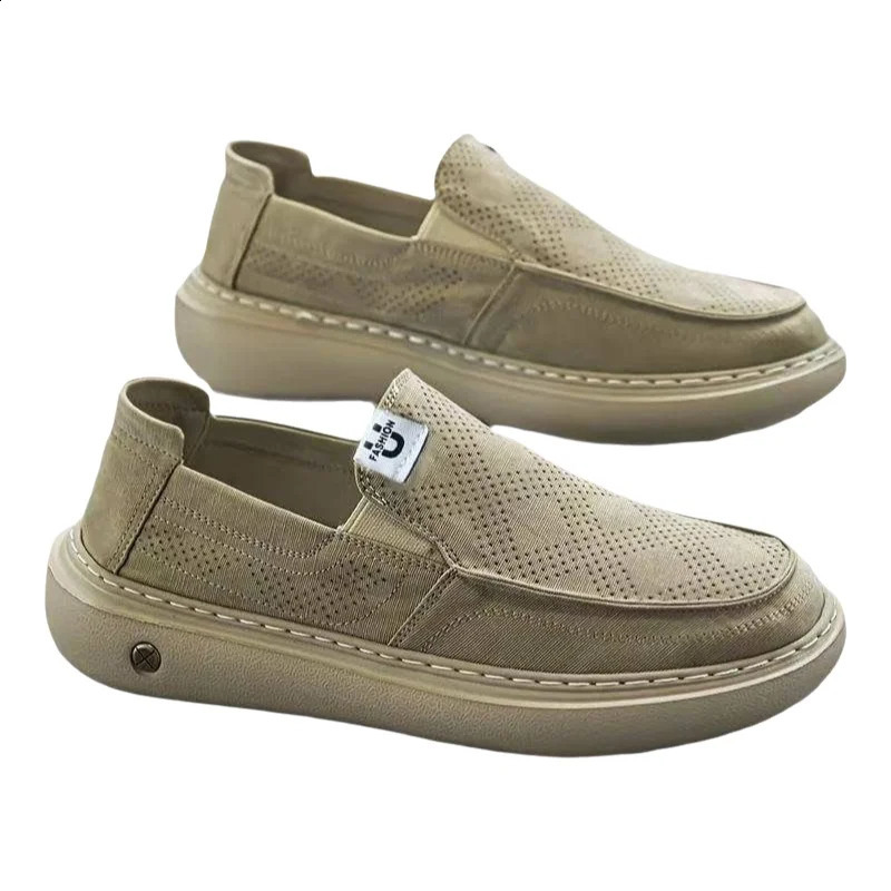 Mens Summer Breathable Casual Shoes Thin Mesh Soft Bottom Sports SlipOn Loafers round Toe Flat Heel Pure Color Rubber Outsole 260626 - view 7