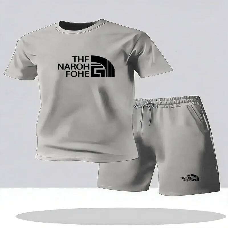 Fashionable summer casual T-shirt and shorts round neck men's short sleeved breathable sports set two-piece 26Y0626 - view 7