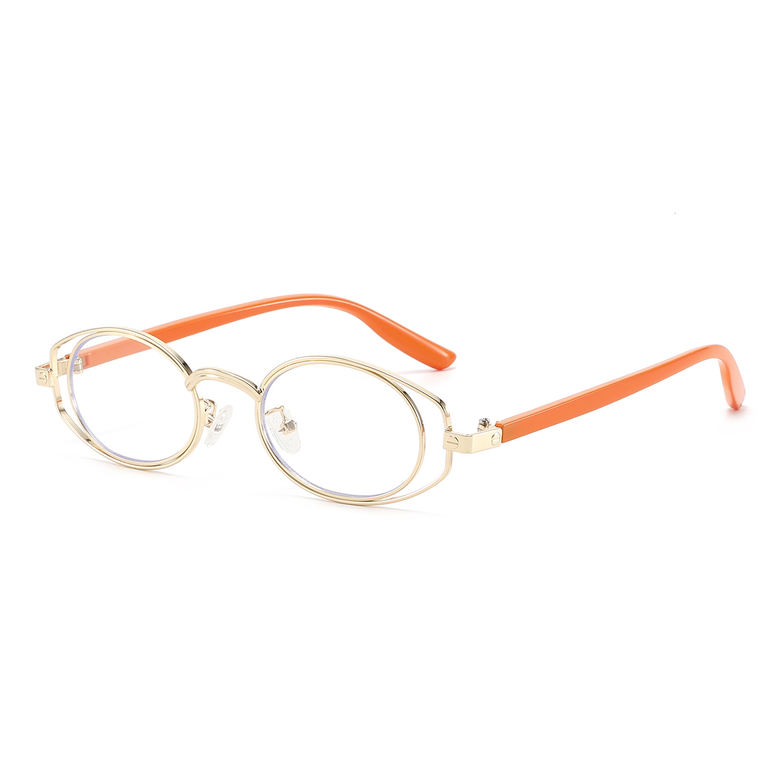 New Double-Ring Oval Fashion Eyeglass Frame, Korean Retro Style, For Women, Anti-Blue Light, Can Be Fitted With Prescription Lenses - view 6