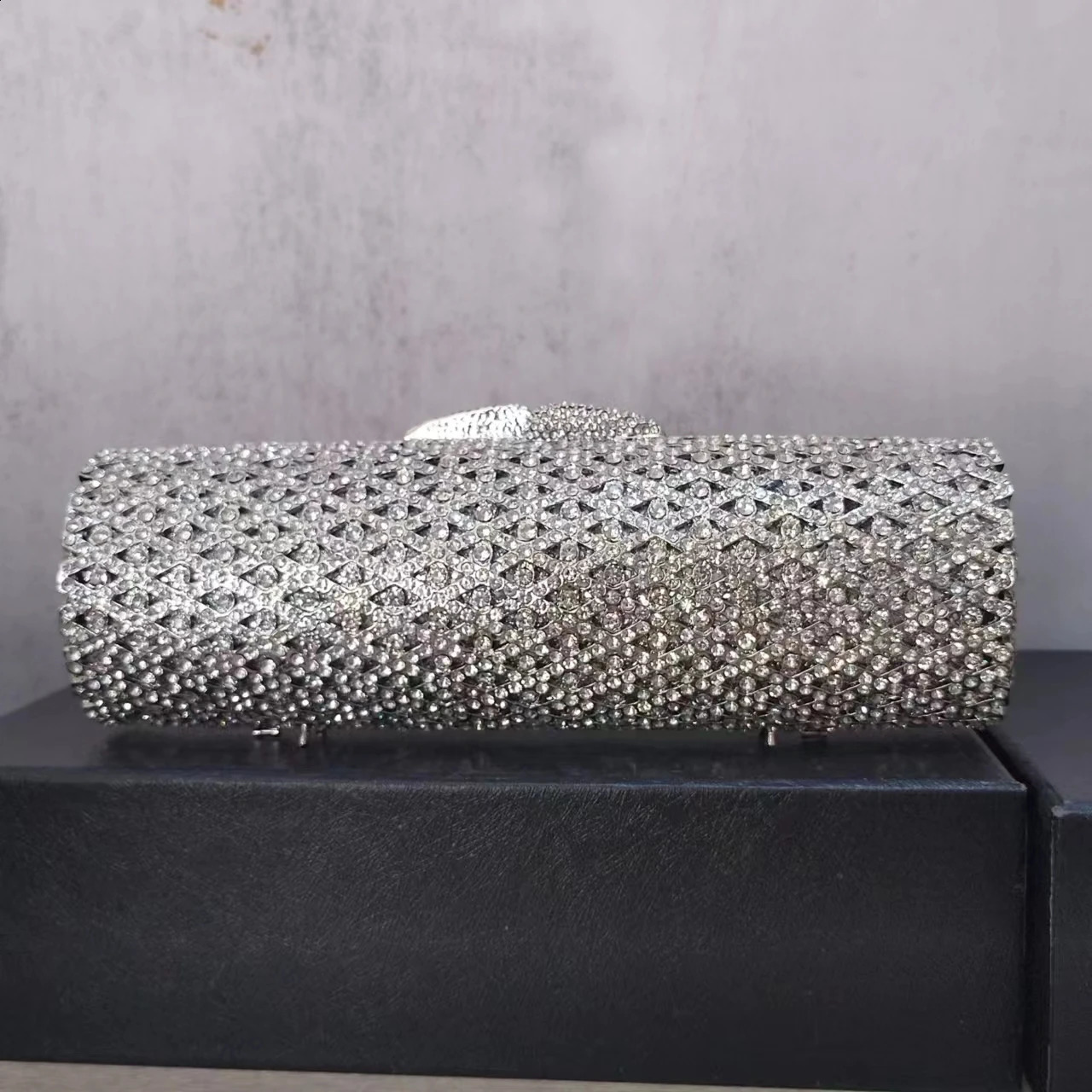 Female Grey Crystal Clutches Lady Evening Bag Party Prom Stones Handbags y Women Wedding Bridal Clutch Purse 260612 - view 3