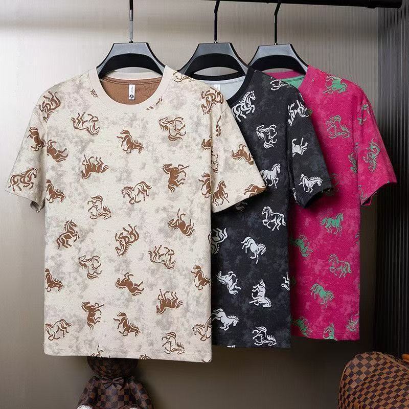 Luxury Men's Personalized Tie-Dye Short-Sleeve T-Shirt, New Summer Fashion, Stylish And Handsome, Loose-Fitting, Versatile, Round-Neck Top - view 1