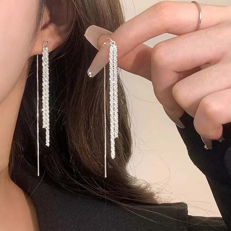 Long Tassel Chain Dangle Earrings for Women girl Trend Korean Fashion Fine Earring Wedding y Y2K Jewelry Wholesale 260625 - view 5