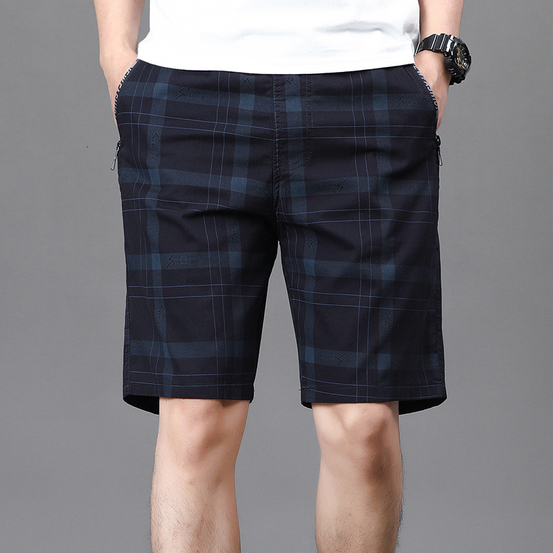 Summer Men's Shorts Pure Cotton Knee Length Casual Plaid Shorts Outdoor Home Golf Business Wear Versatile For Men - view 3