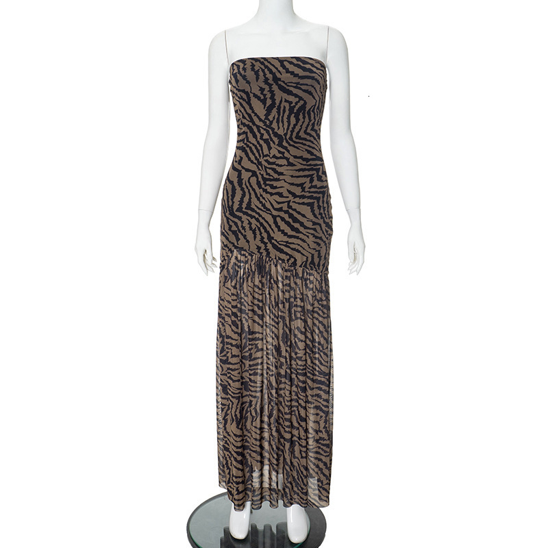 Printed strapless sleeveless dress for women - view 7