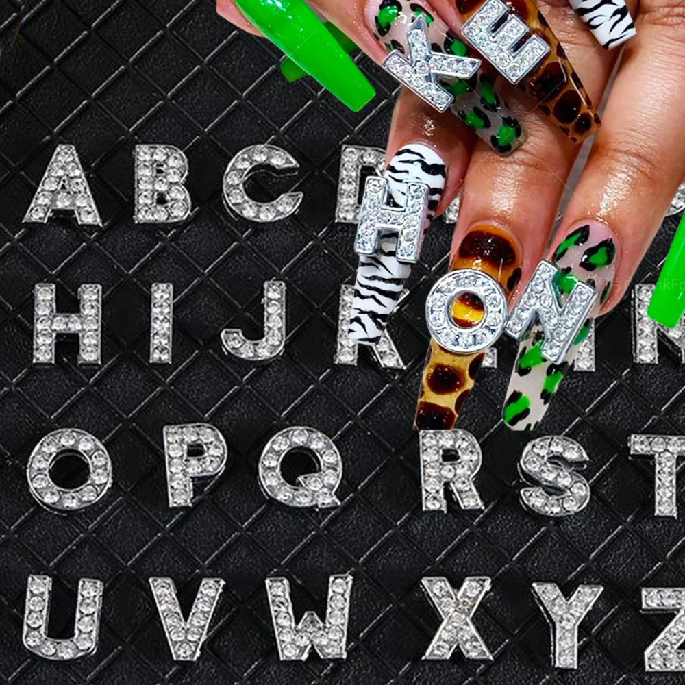 26Pcs 3D Sliver Diamond Letter Nail Art Charms y Alloy Mixed 26-Alphabet Crystal Rhinestones For Nail Art Tips Decorations 260623 - view 5