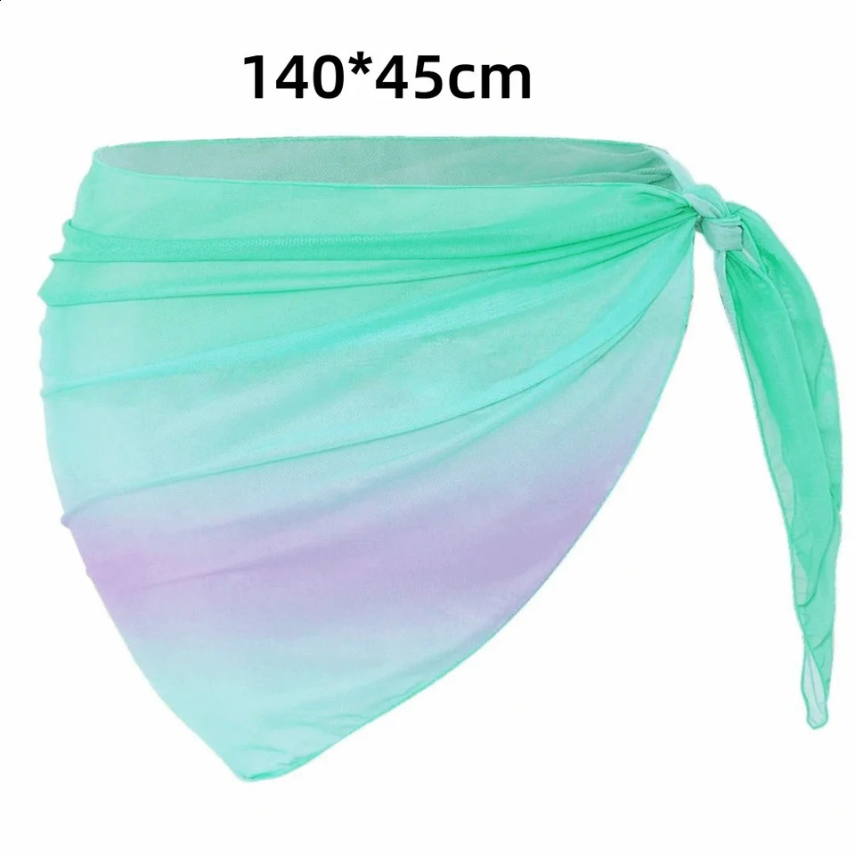 Short Skirt Chiffon Material Beach Dress UPF Protection Sheer Fabric Sarongs Gradient Color Short Length Bikini Wrap Beach Wear 260626 - view 7