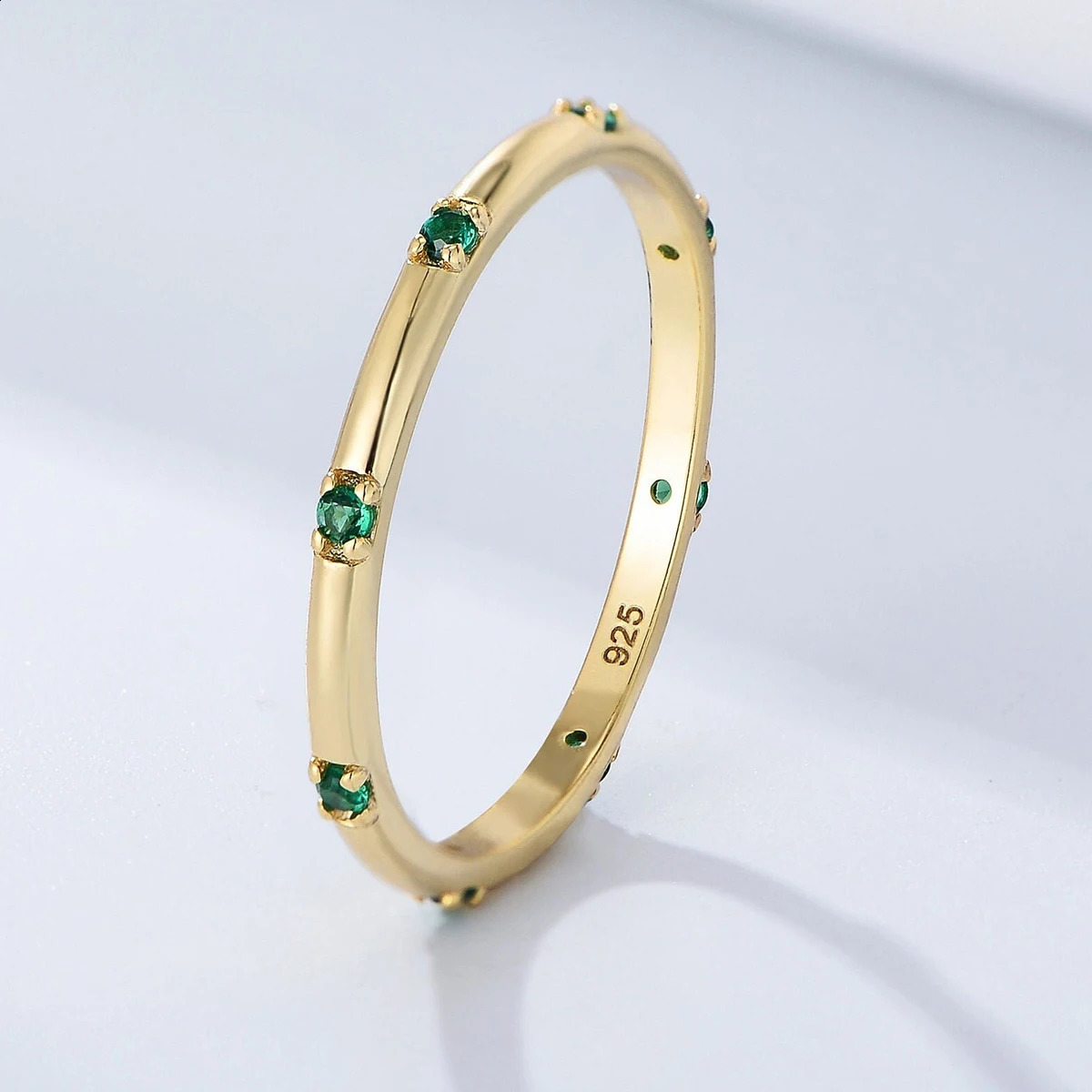 925 Sterling Silver Round Golden Plain White Zircon Ring For Women Anniversary Party Creativity High Quality Fine Jewelry260624 - view 5