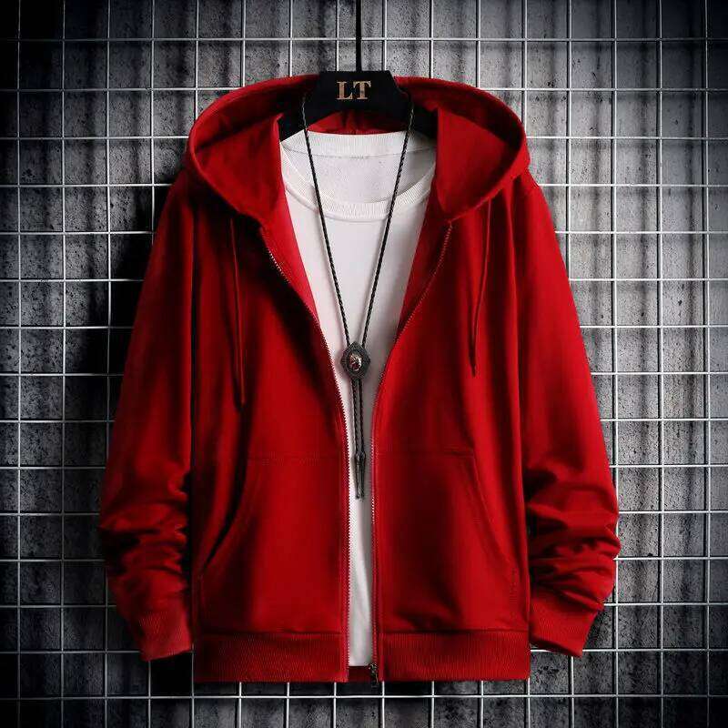 Korean Style Hot Selling Versatile Solid Color Unisex Cardigan Men's Loose Casual Fashion Trend Hoodie Jacket W260626 - view 4