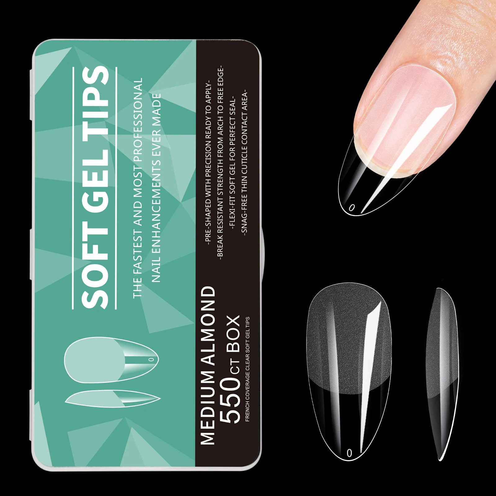 550pcs Soft Gel Nail Tips Medium Short Almond Coffin Stiletto Full Cover Press on Nails Half Matte Acrylic DIY Extension Tools 260626 - view 4