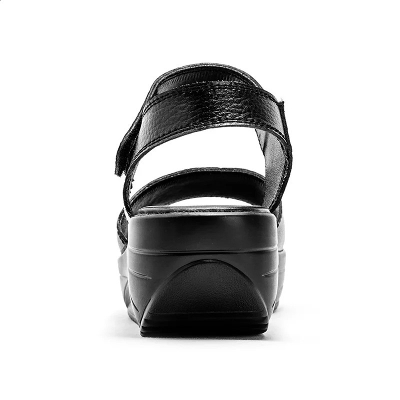 EOFK Summer Women Flat Sandals Lady Platform Soft Comfort Casual Hook Loop White Genuine Leather Ankle Strap Wedges 260626 - view 5